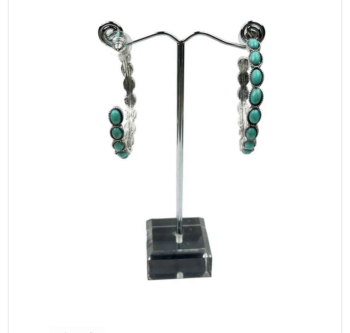 New WESTERN Turquoise Silver Trim Earring