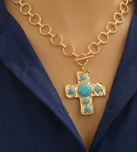 New Zenana Gold Turquoise Necklace