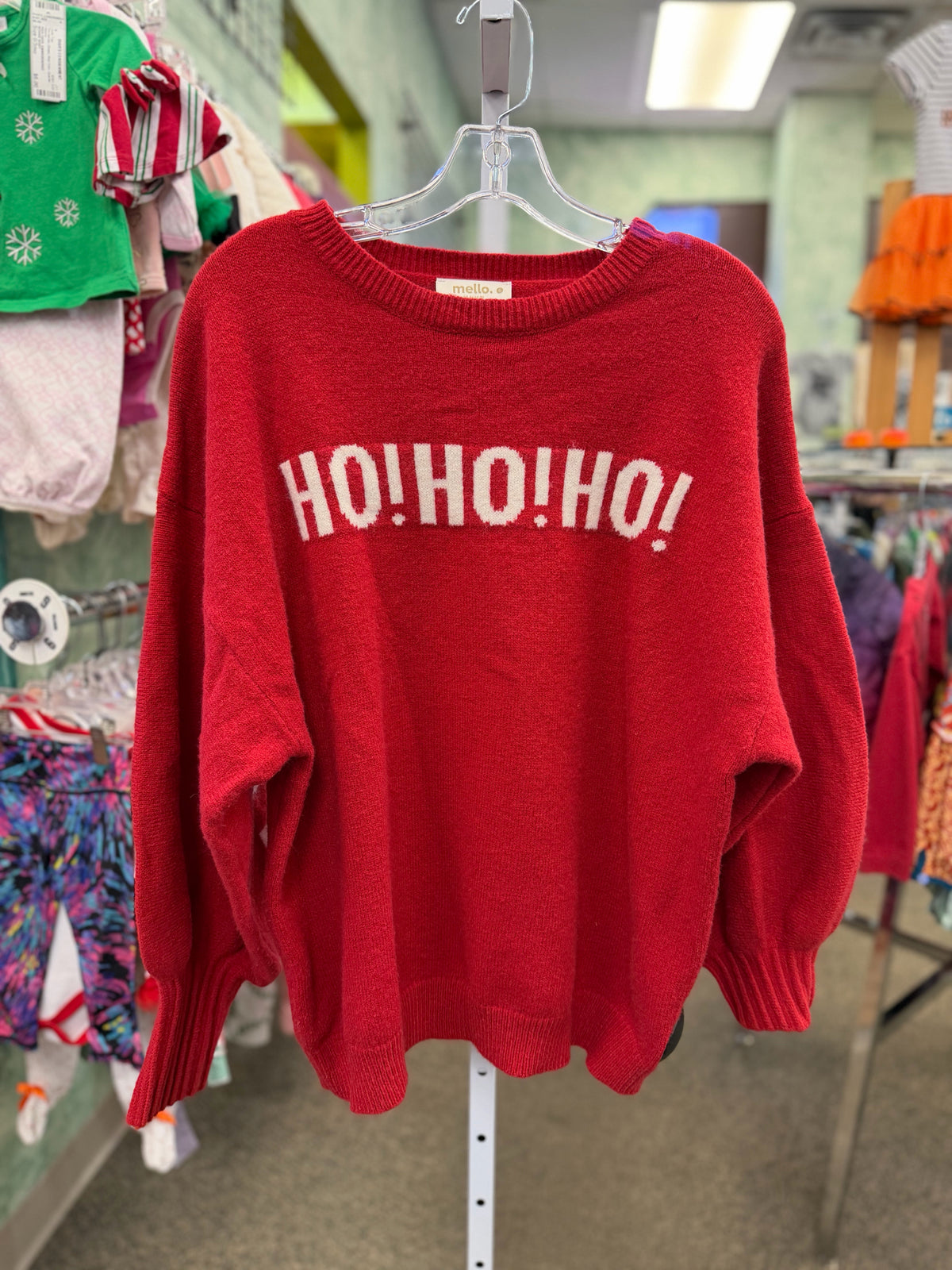 Pre-owned Mello Red White Size S Long Sleeve Sweater