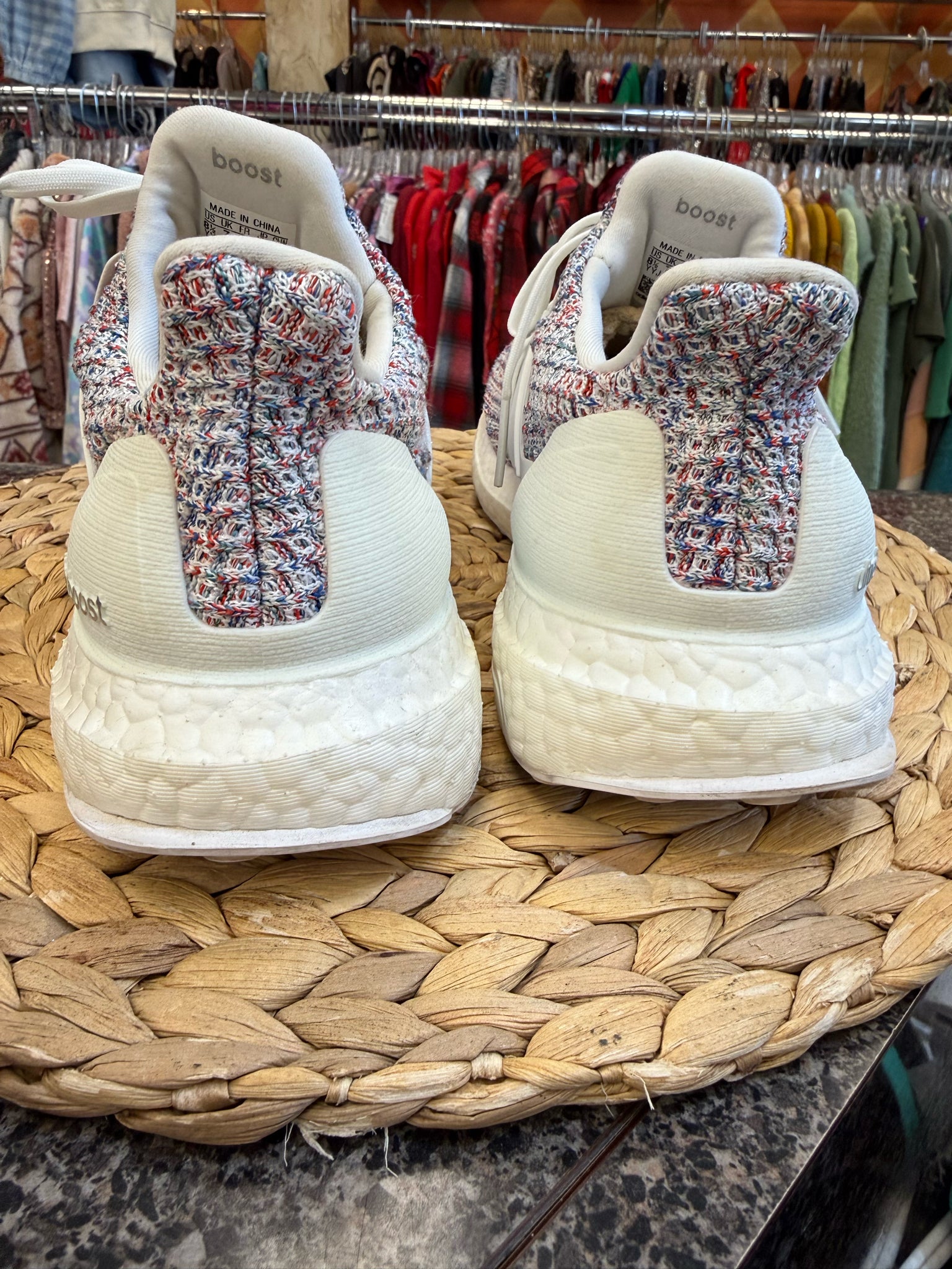 Pre-owned ADIDAS White Multi Blend Size 8.5 Designer Sneaker