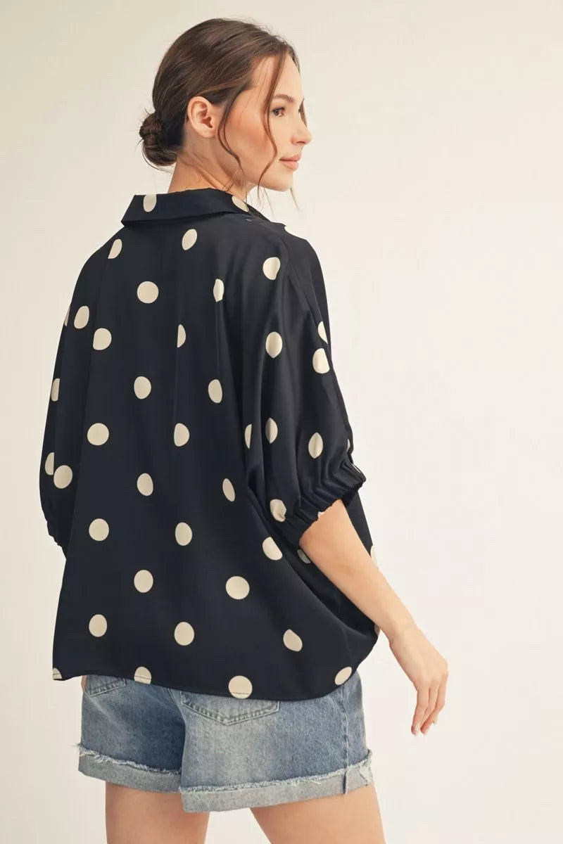 New JODIFL Black polka Size: S Short Sleeve Blouse