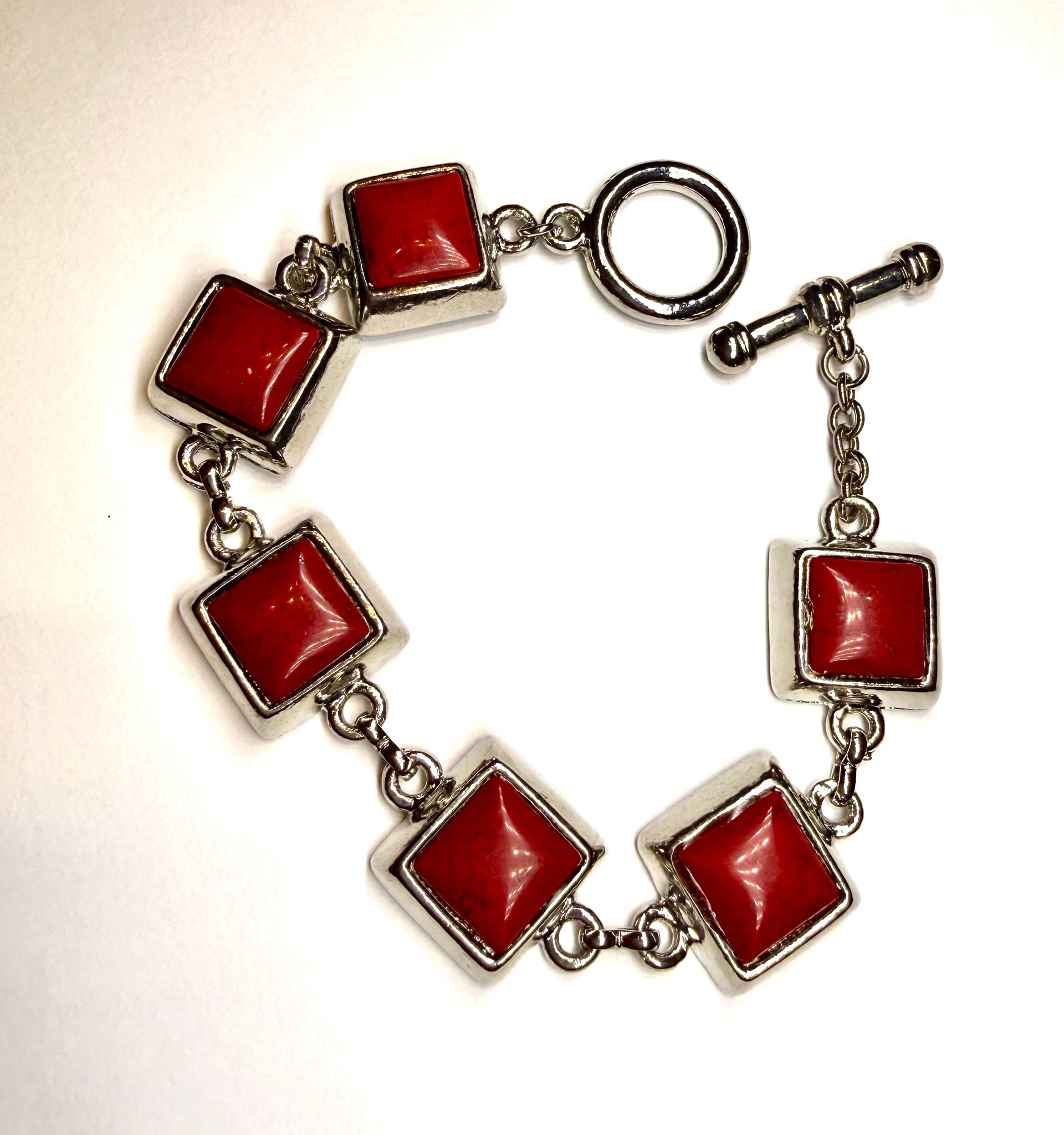 New WESTERN Red Silver Bracelet