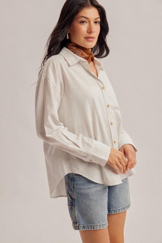 New HEM & THREAD White Size: S Long Sleeve Blouse