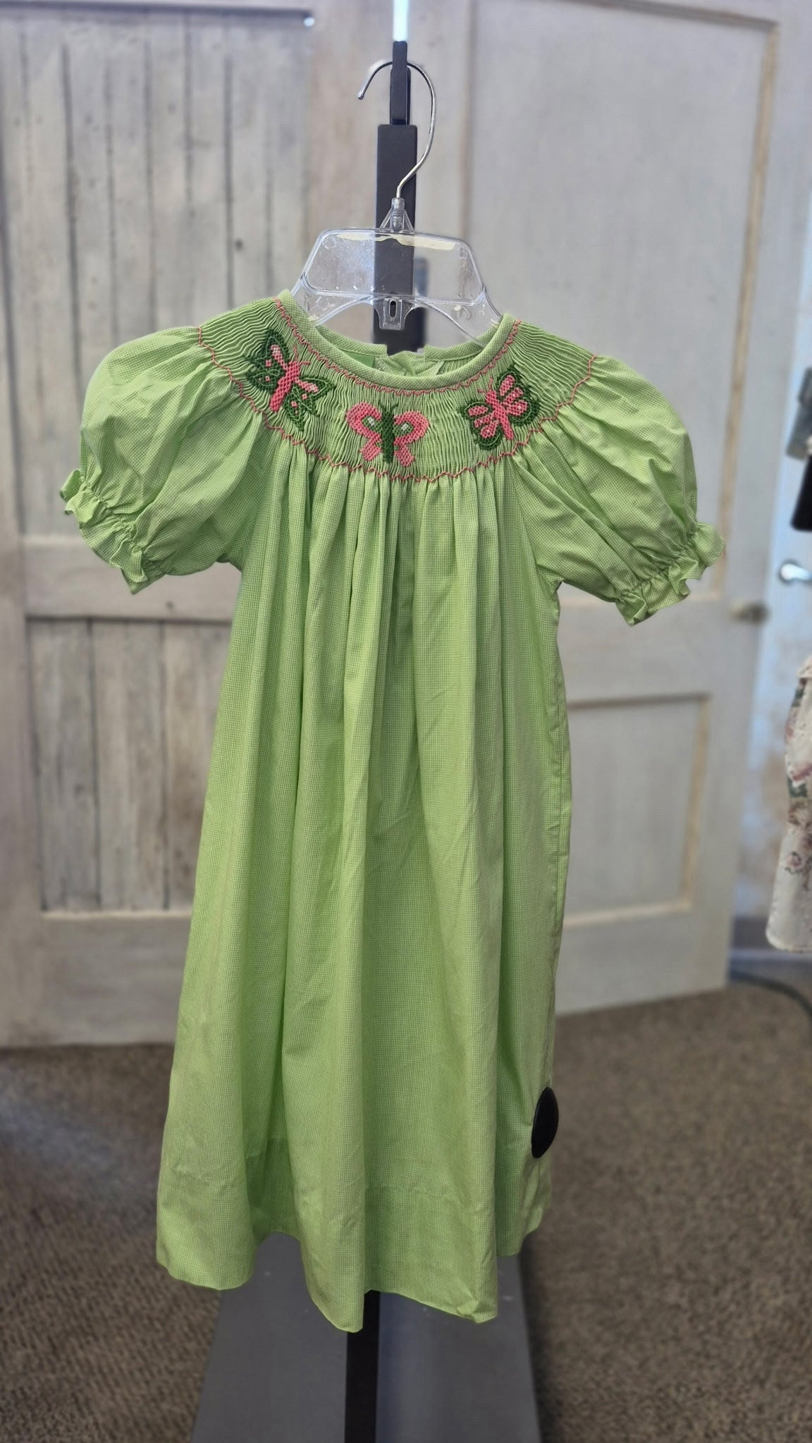 Pre-owned classic whimsey Green Pink Trim GIRLS SZ: 4T Girls Dress