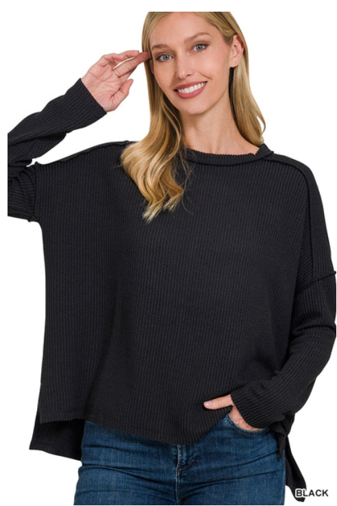 New Zenana Black Size M/L Long Sleeve Blouse