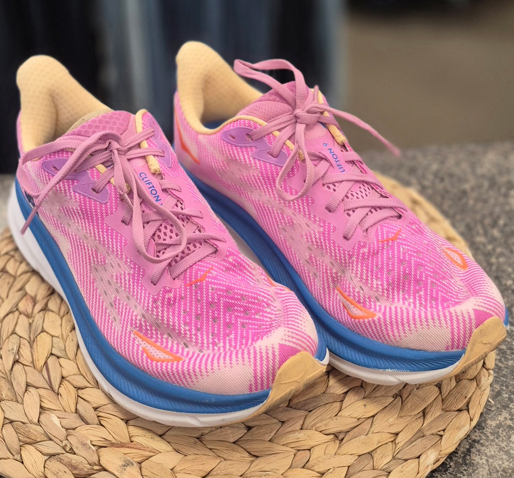 Pre-owned HOKA Pink Blue Trim Size 10.5 Designer Sneaker