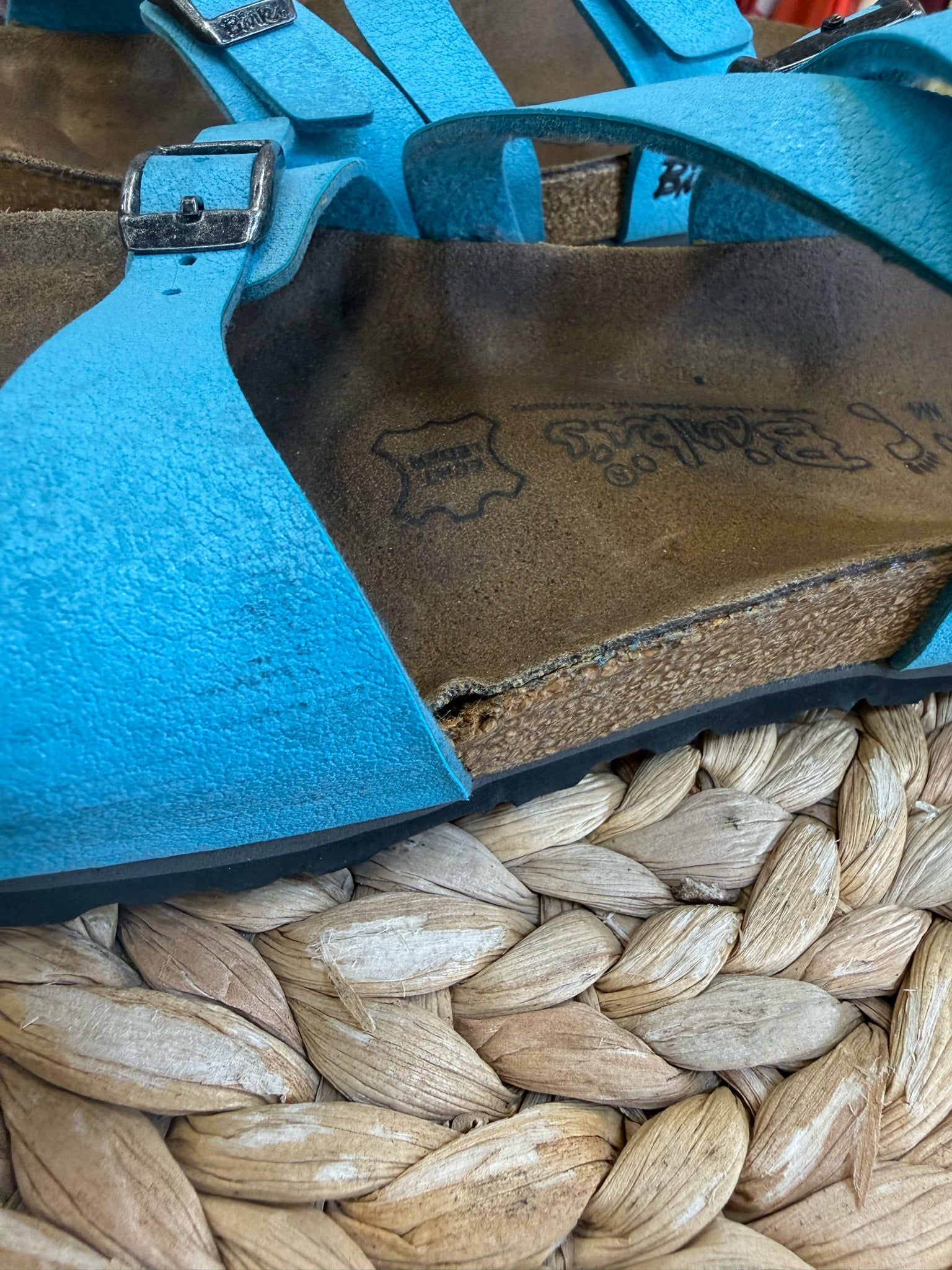 Pre-owned Birki's Turquoise Size 6 Designer Sandal