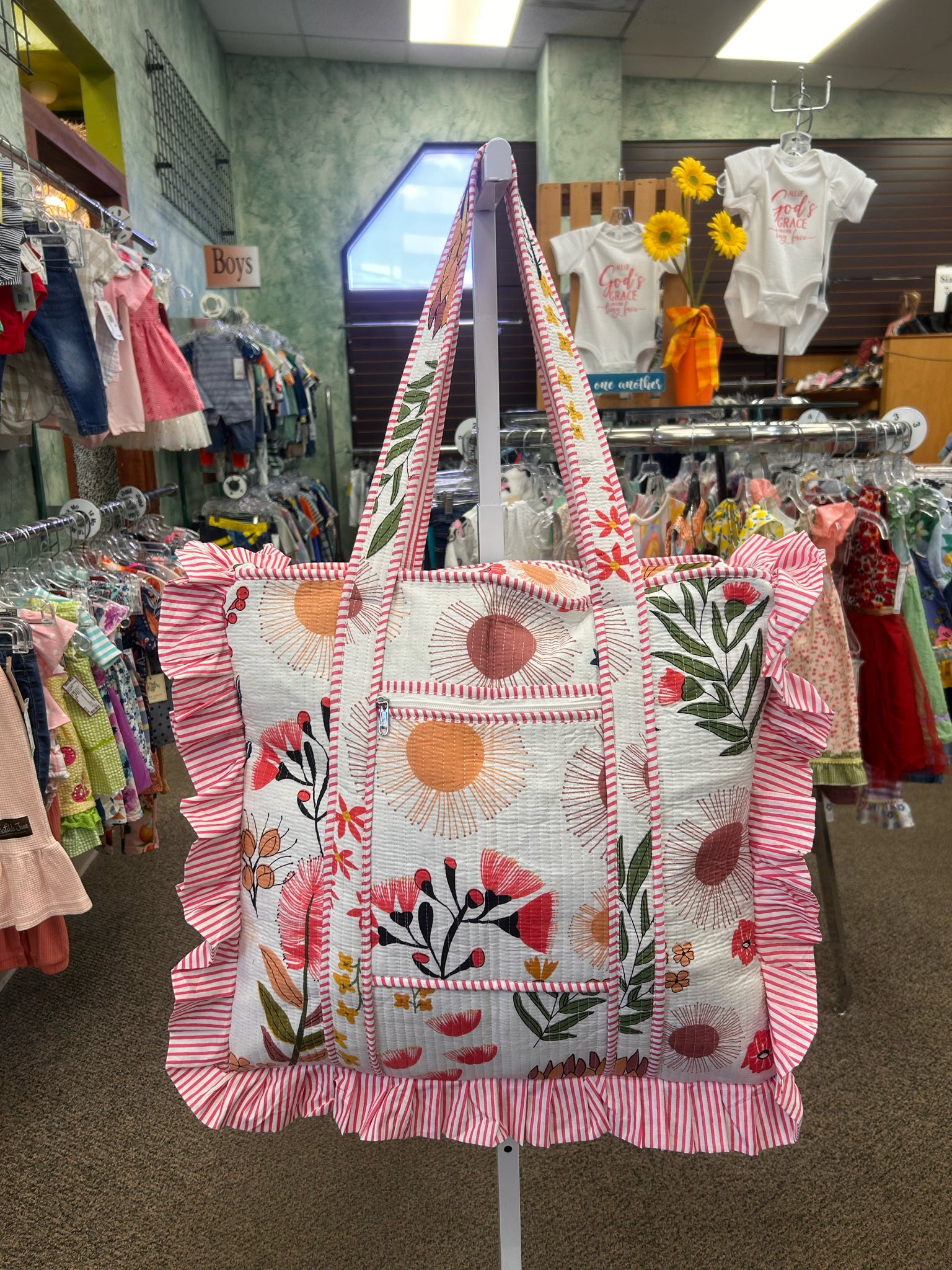 New Made in India Pink floral XL Tote Purse