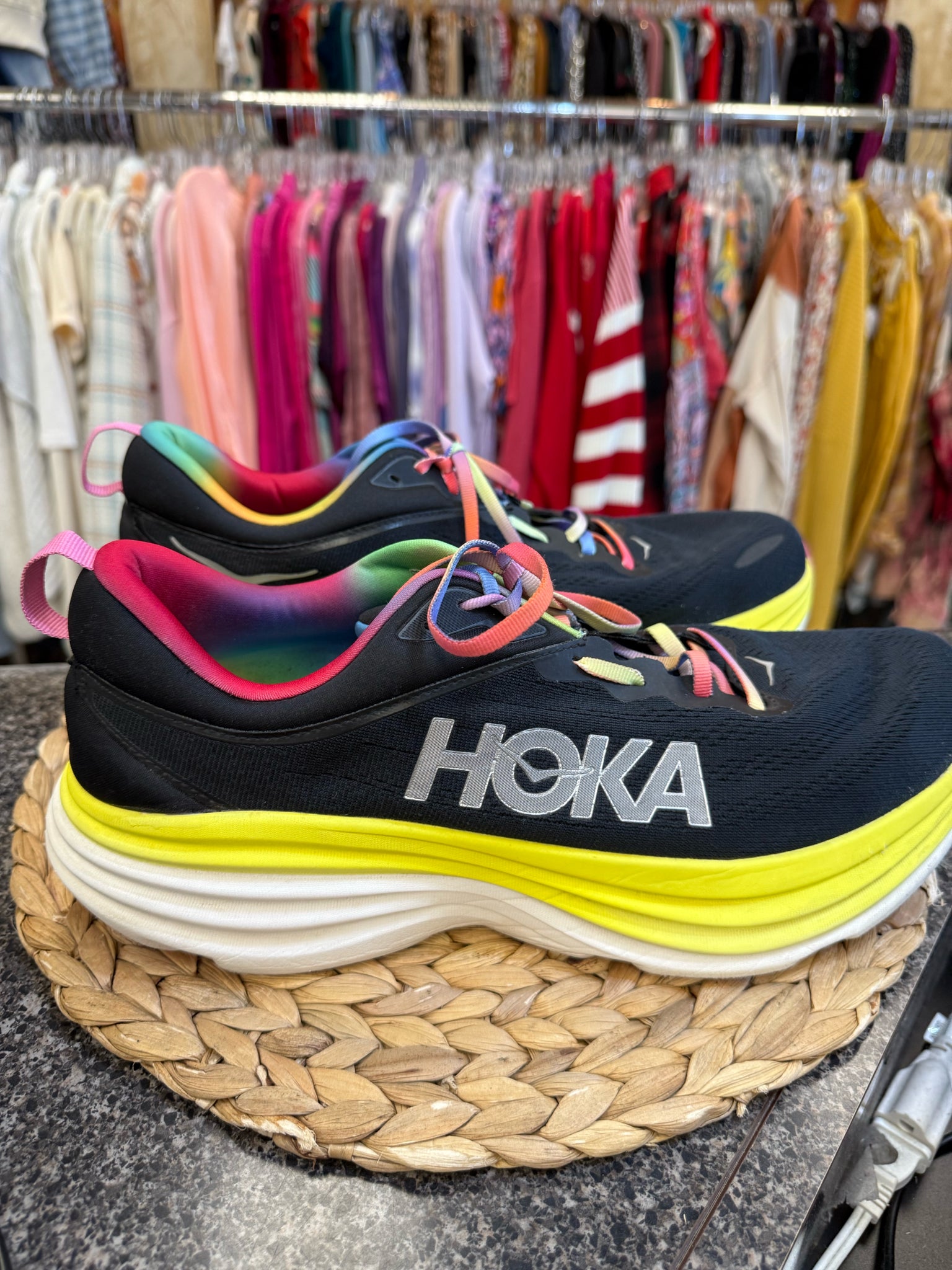 Pre-owned HOKA Black Yellow SHOE SIZE 13 MENS Designer Sneaker