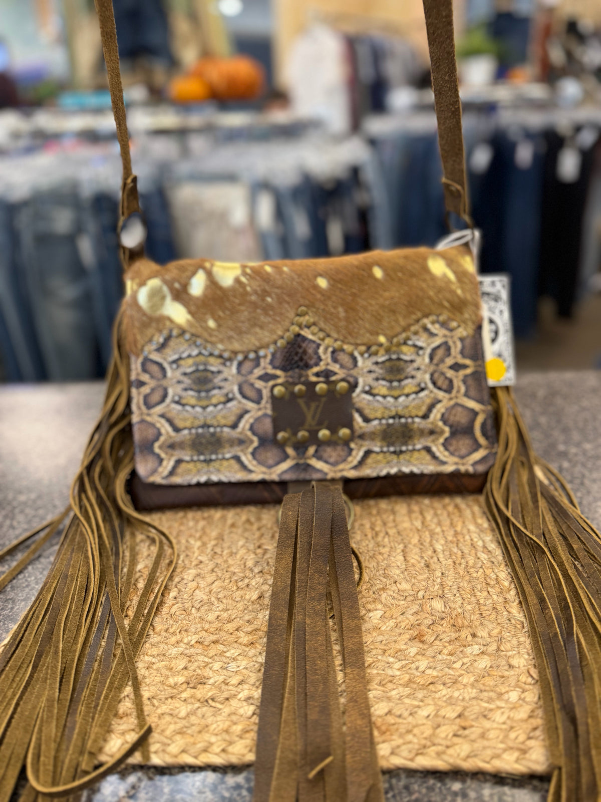 Pre-owned No Brand Dark brown Snakeskin Crossbody Designer Purse