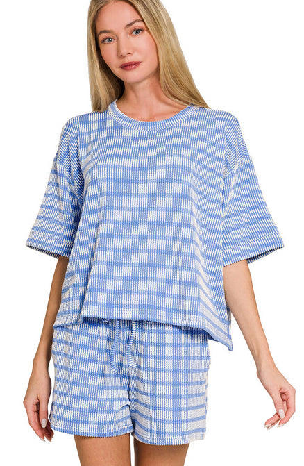 New Zenana Light blue stripe Dr Size S ShortSet