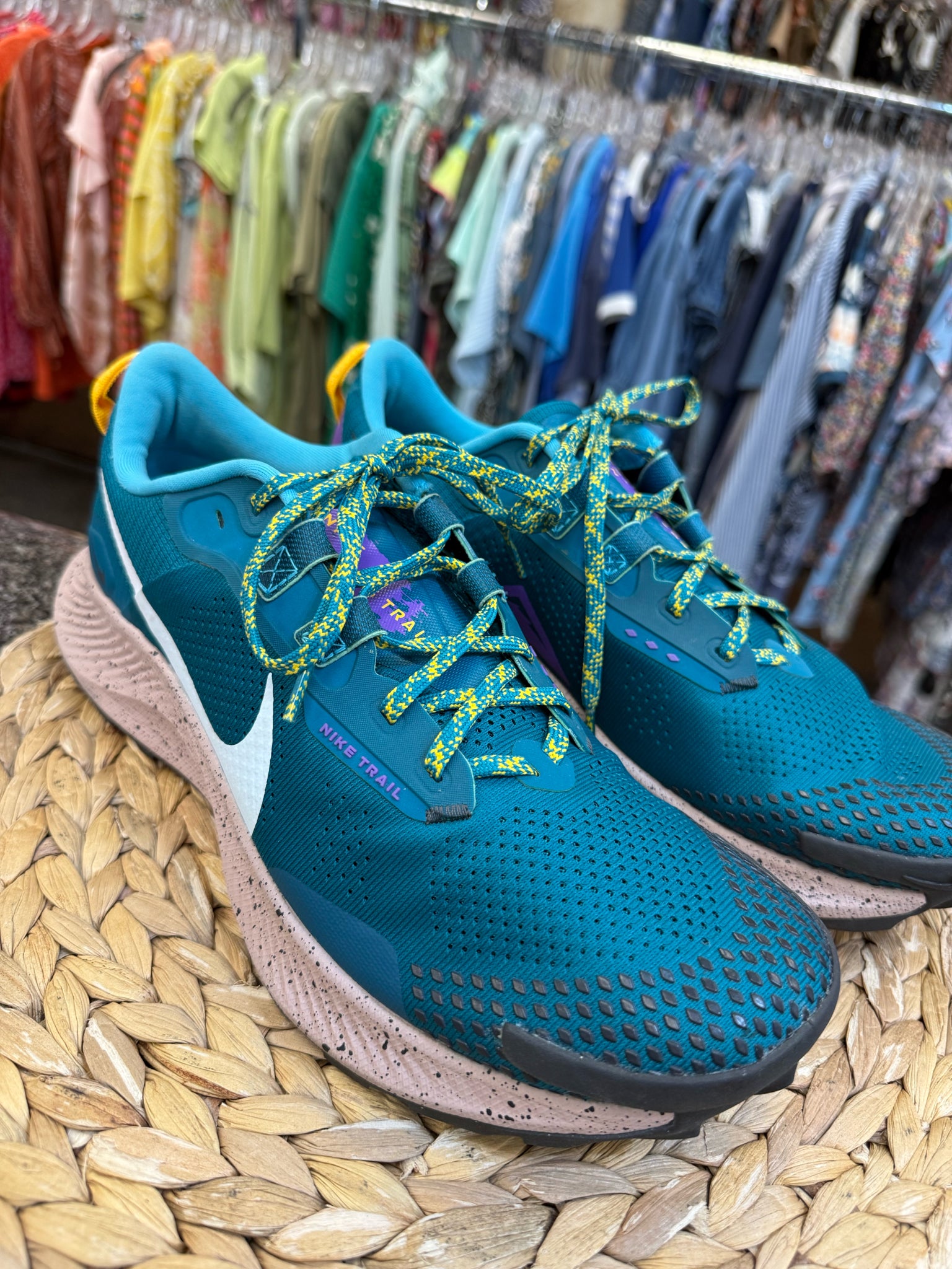 Pre-owned NIKE Dark teal Purple Trim SHOE SIZE 10 MENS Designer Sneaker
