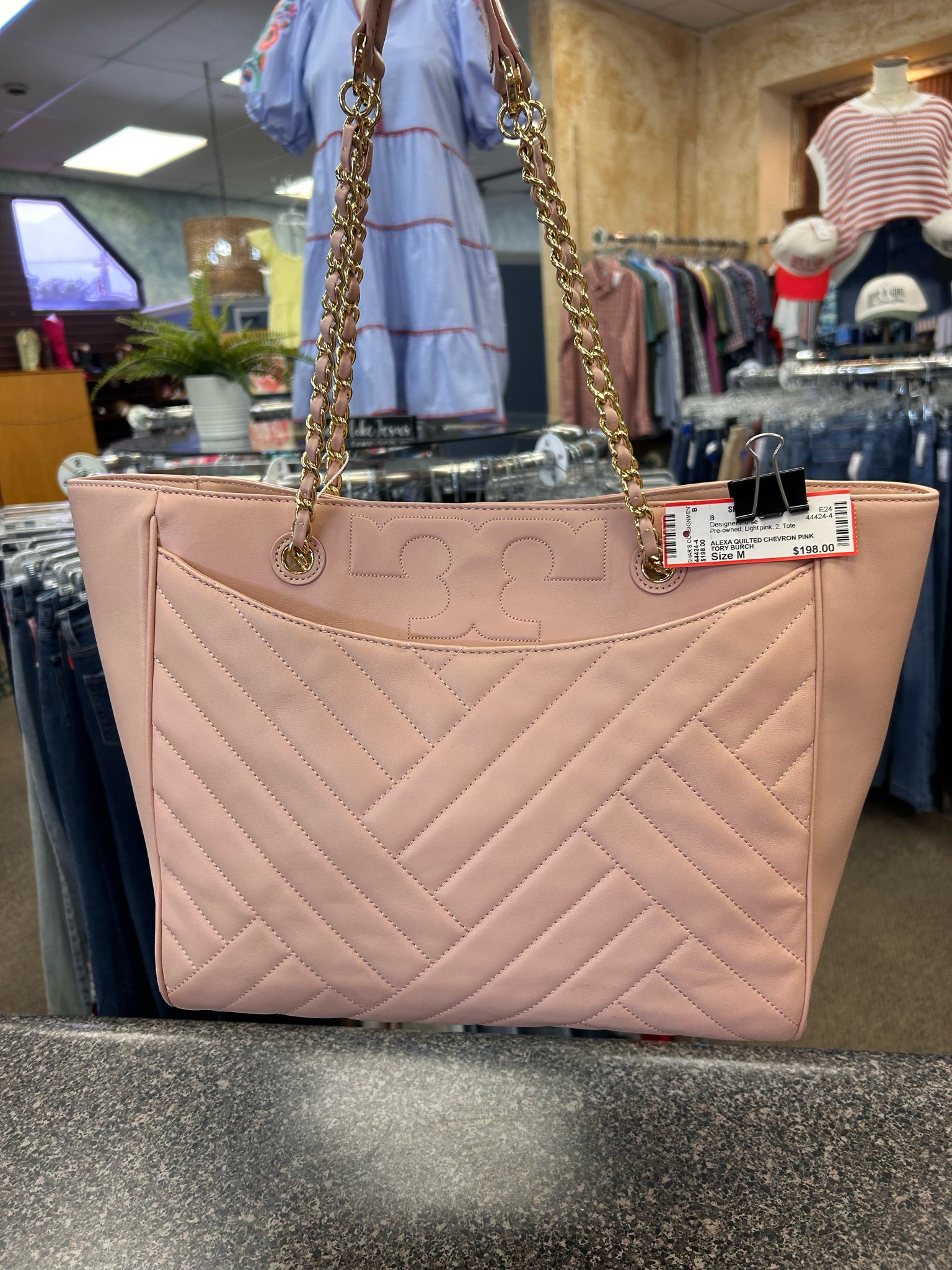 Pre-owned TORY BURCH Light pink Tote Designer Purse