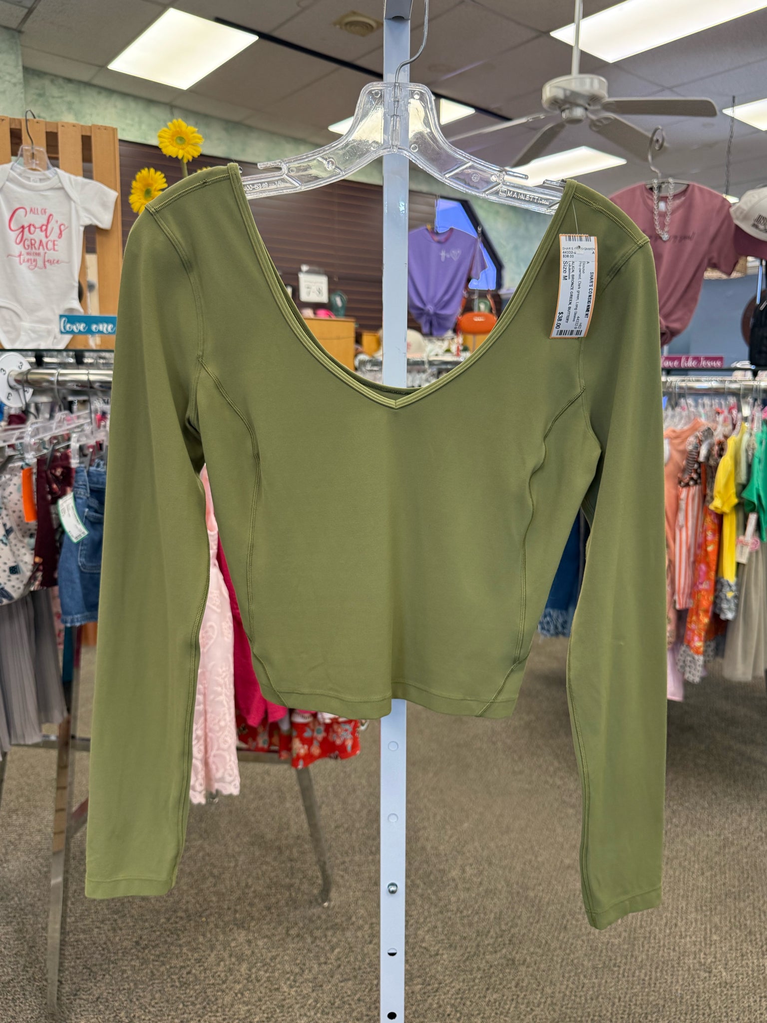 Pre-owned Lululemon Dark green Size: M Long Sleeve Blouse