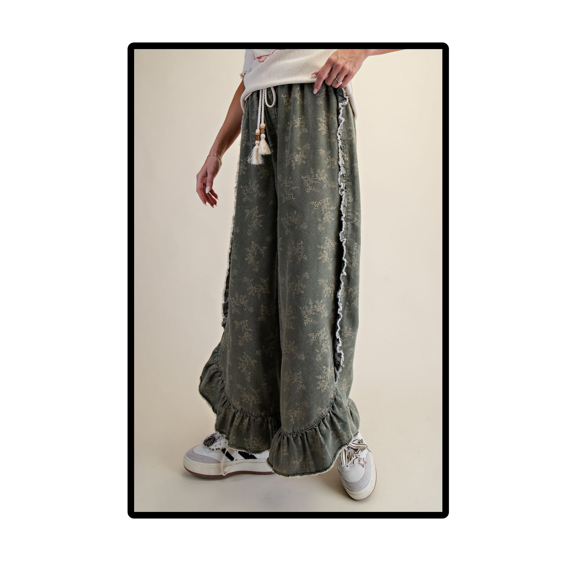 New EASEL Olive floral Size Small Pants