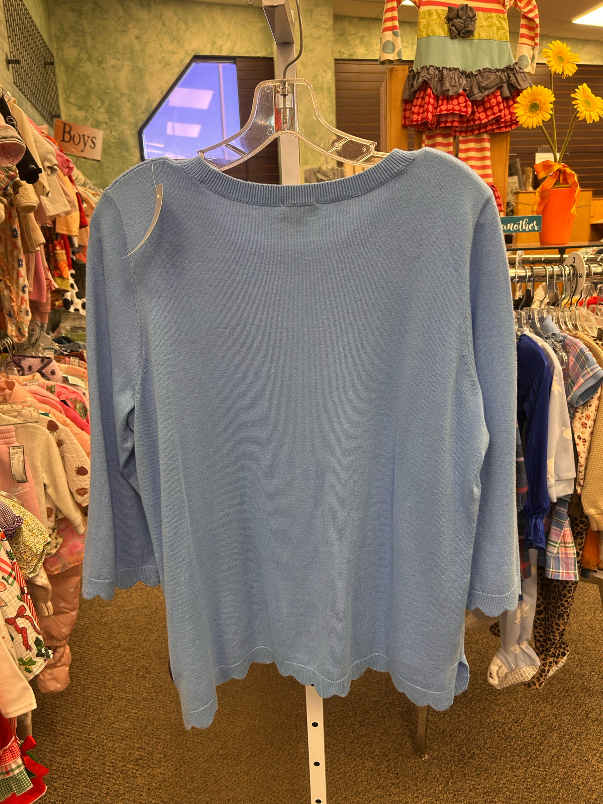 New with Tag TALBOTS Light blue Size L Quarter Sleeve Sweater