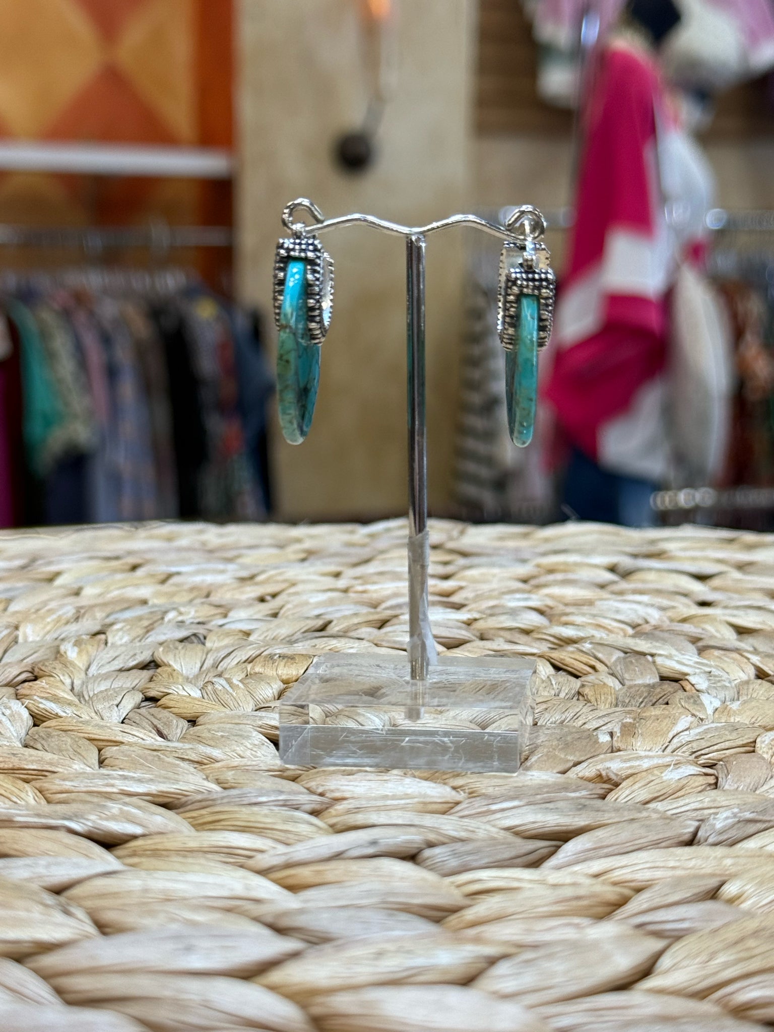 Pre-owned Sterling Silver STERLING SILVER Turquoise Designer Earring