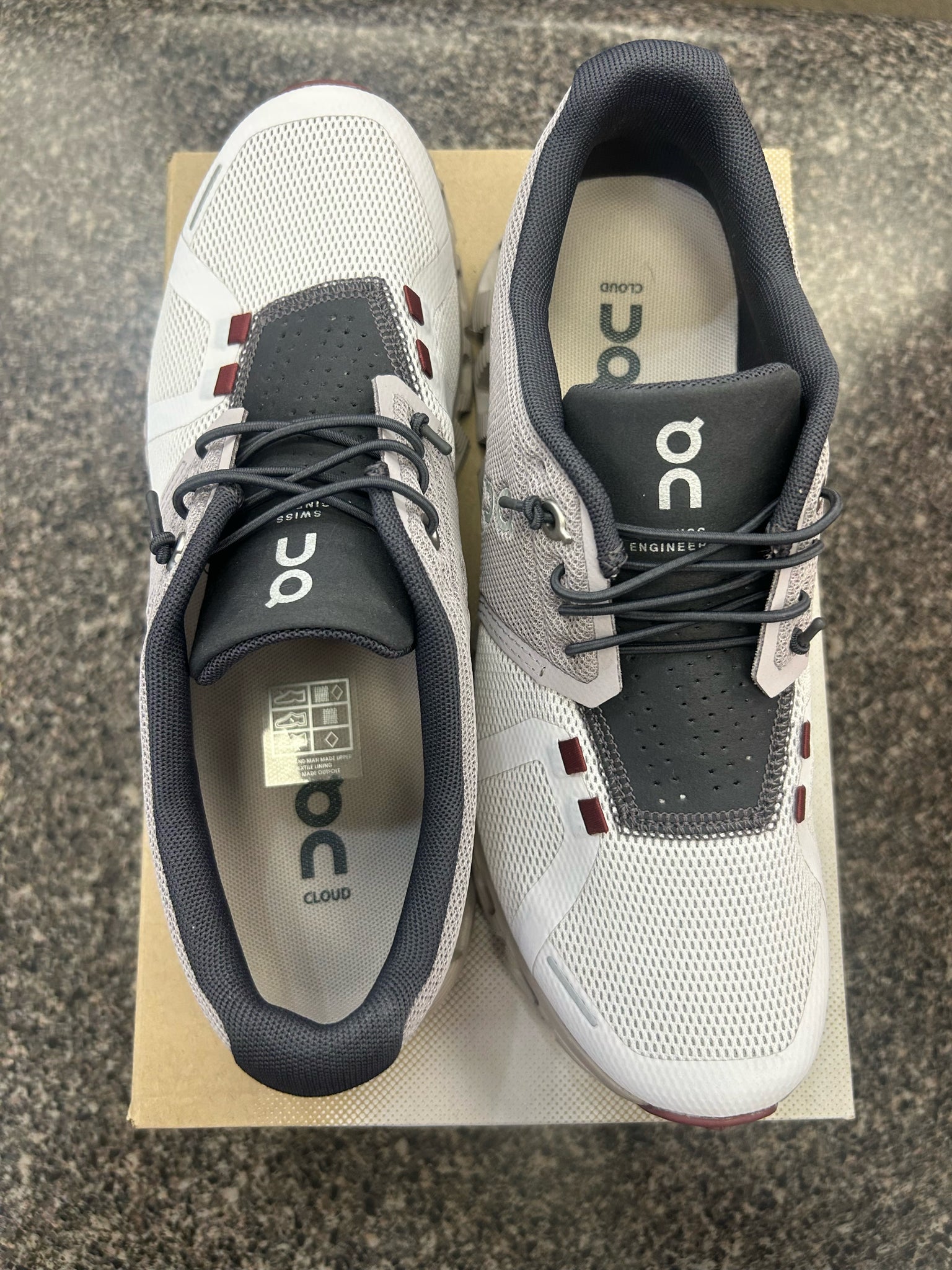 Pre-owned On Cloud White Grey Size 8 Designer Sneaker