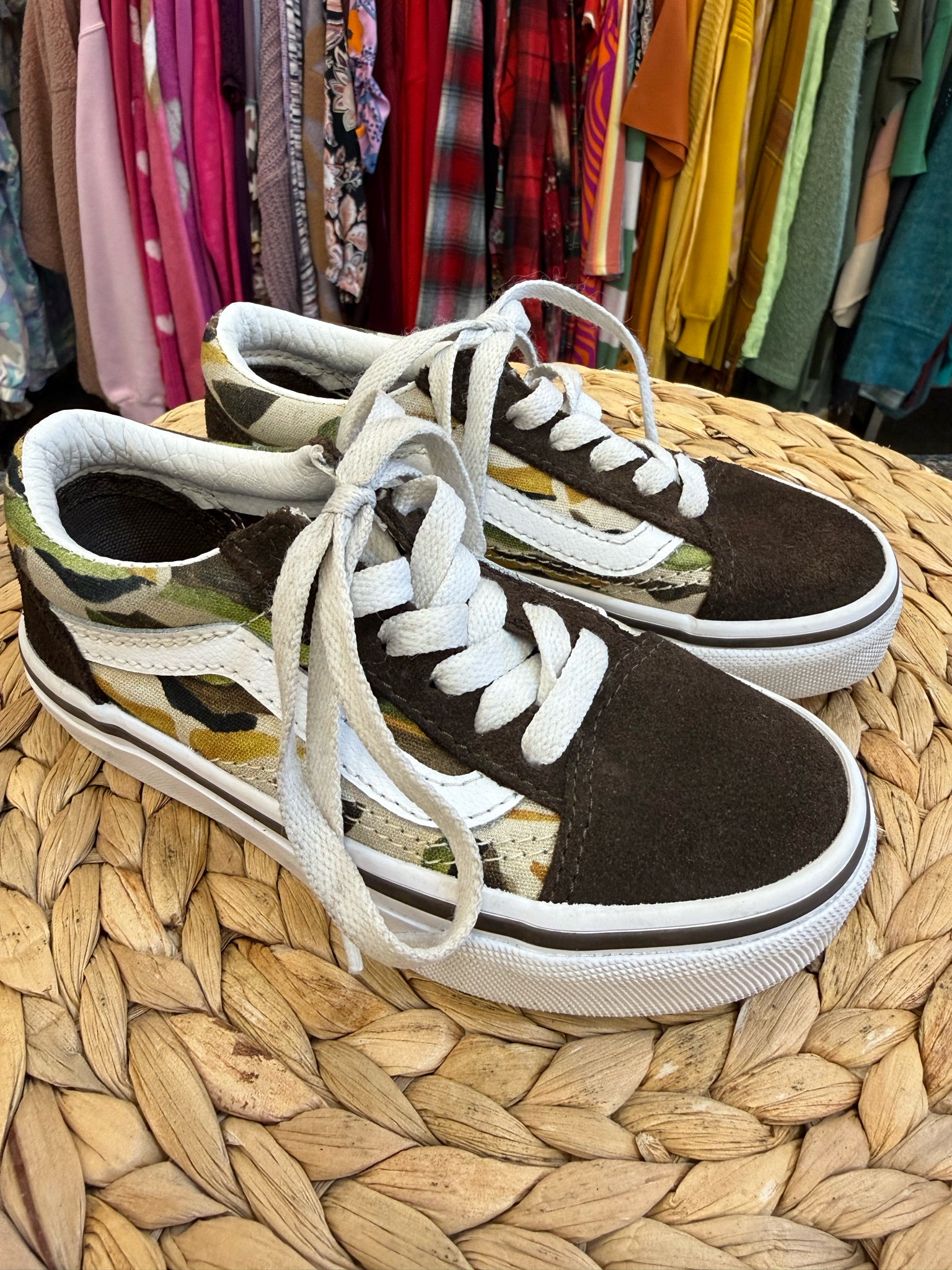 Pre-owned VANS Brown Camo Print C-SIZE 10.5 Boys Sneaker