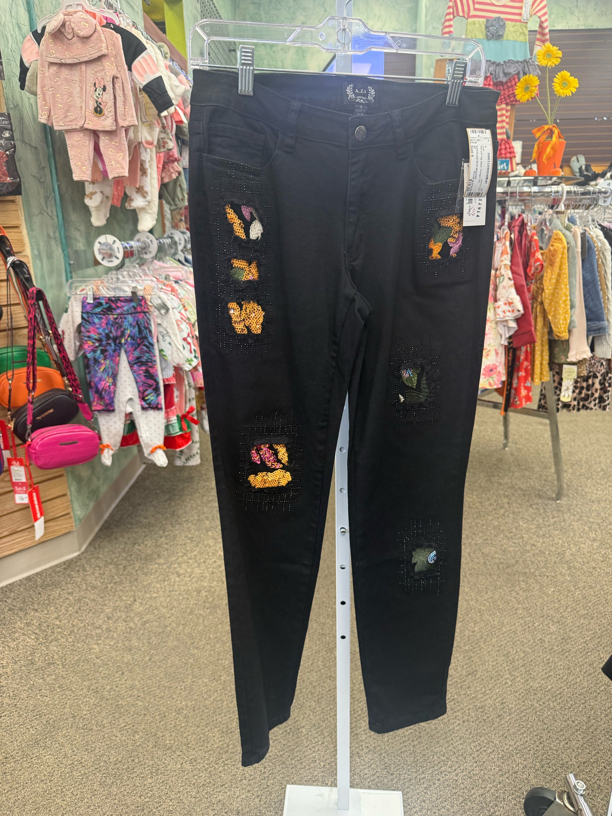 New with Tag AZI Black Orange Trim Size: 4 Jean