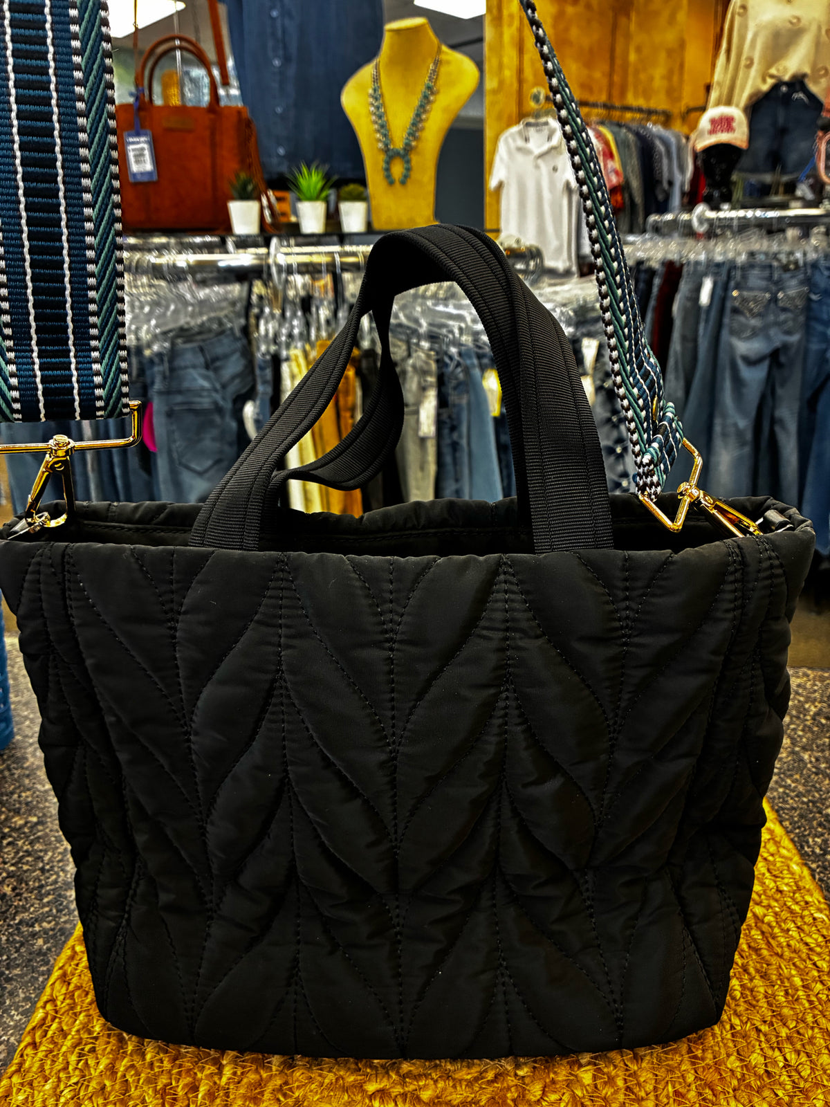 Pre-owned KATE SPADE Black Teal Print Tote Designer Purse