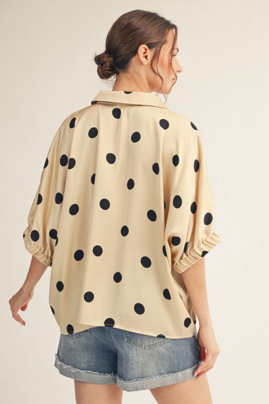 New JODIFL Cream Black Plaid Size: S Short Sleeve Blouse