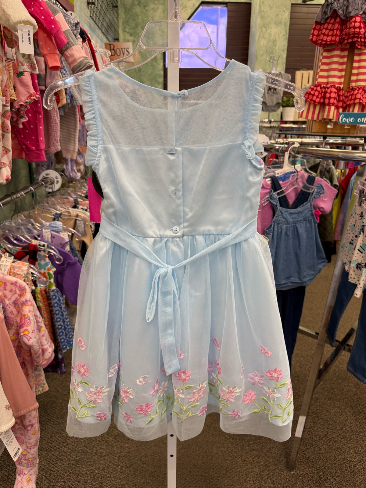 Pre-owned JONA MICHELLE Light blue Pink Floral GIRLS SZ: 7 Girls Dress
