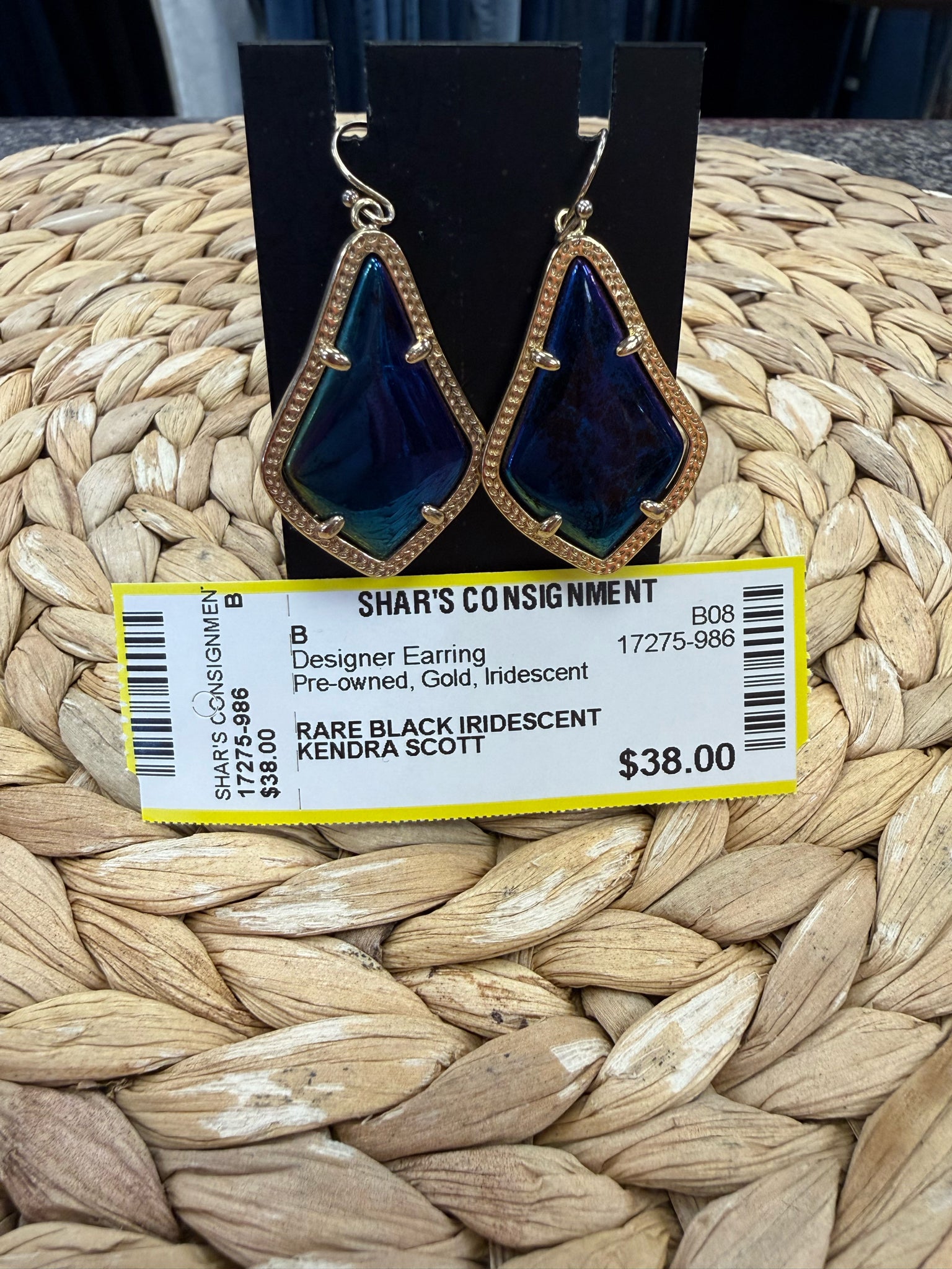 Pre-owned KENDRA SCOTT Gold Iridescent Designer Earring