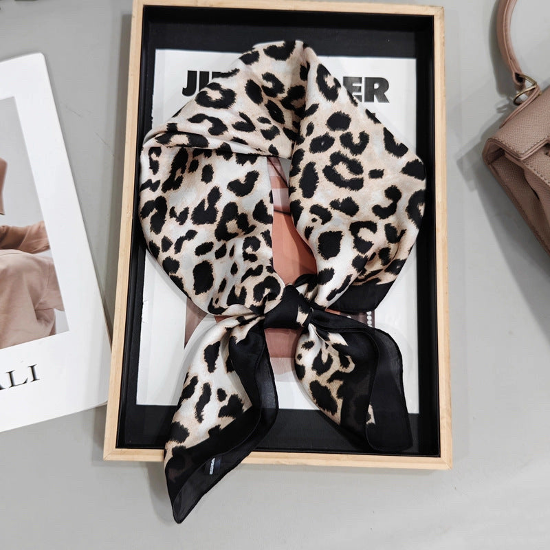 New Dipped Black Leopard Cream Scarf