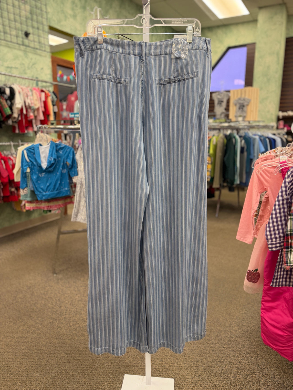 Pre-owned KUT BLUE DENIM White Pinstripe Size 12 Pants