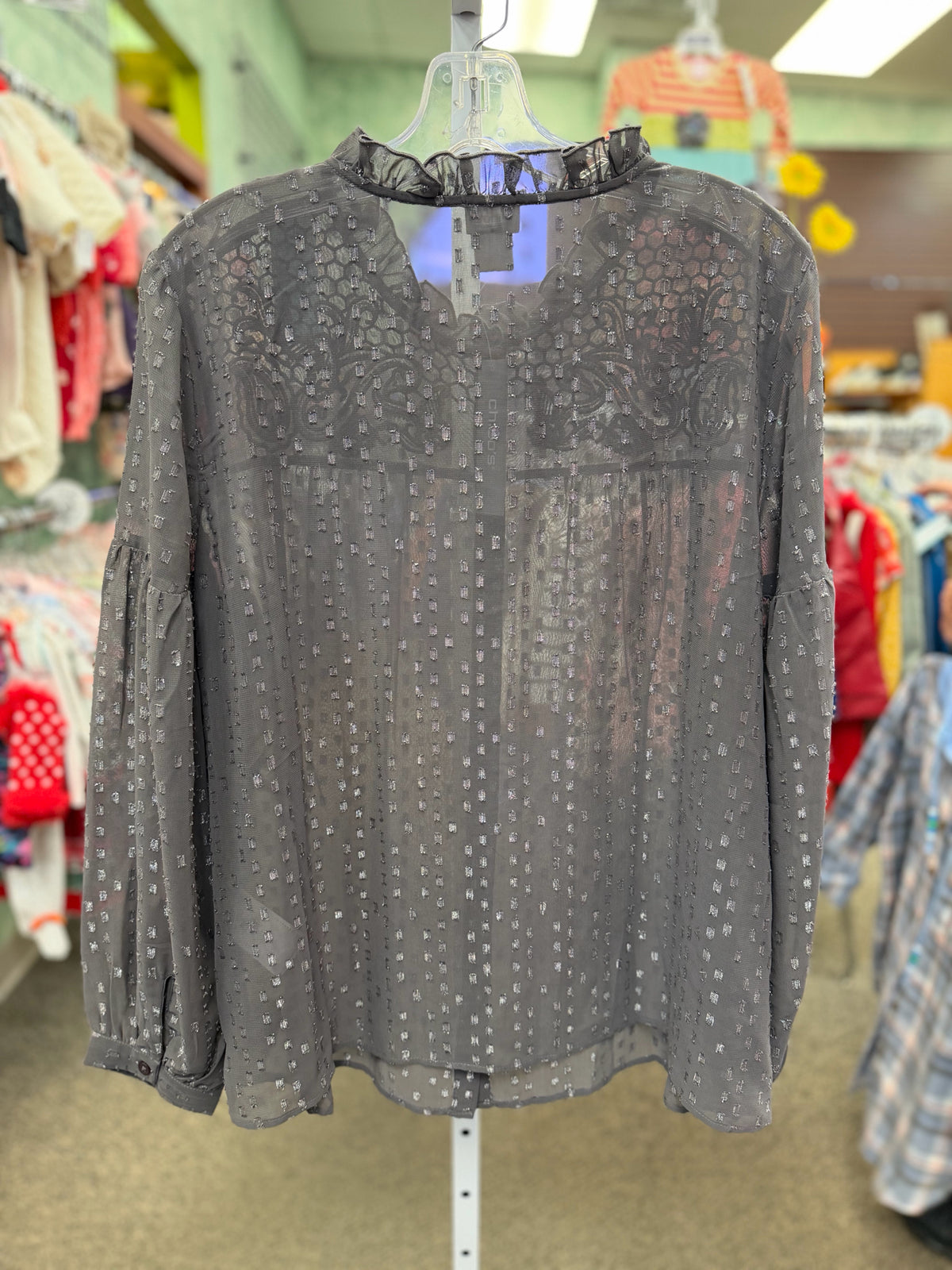 New with Tag Chico's Gray Silver Blend Size: XL Long Sleeve Blouse