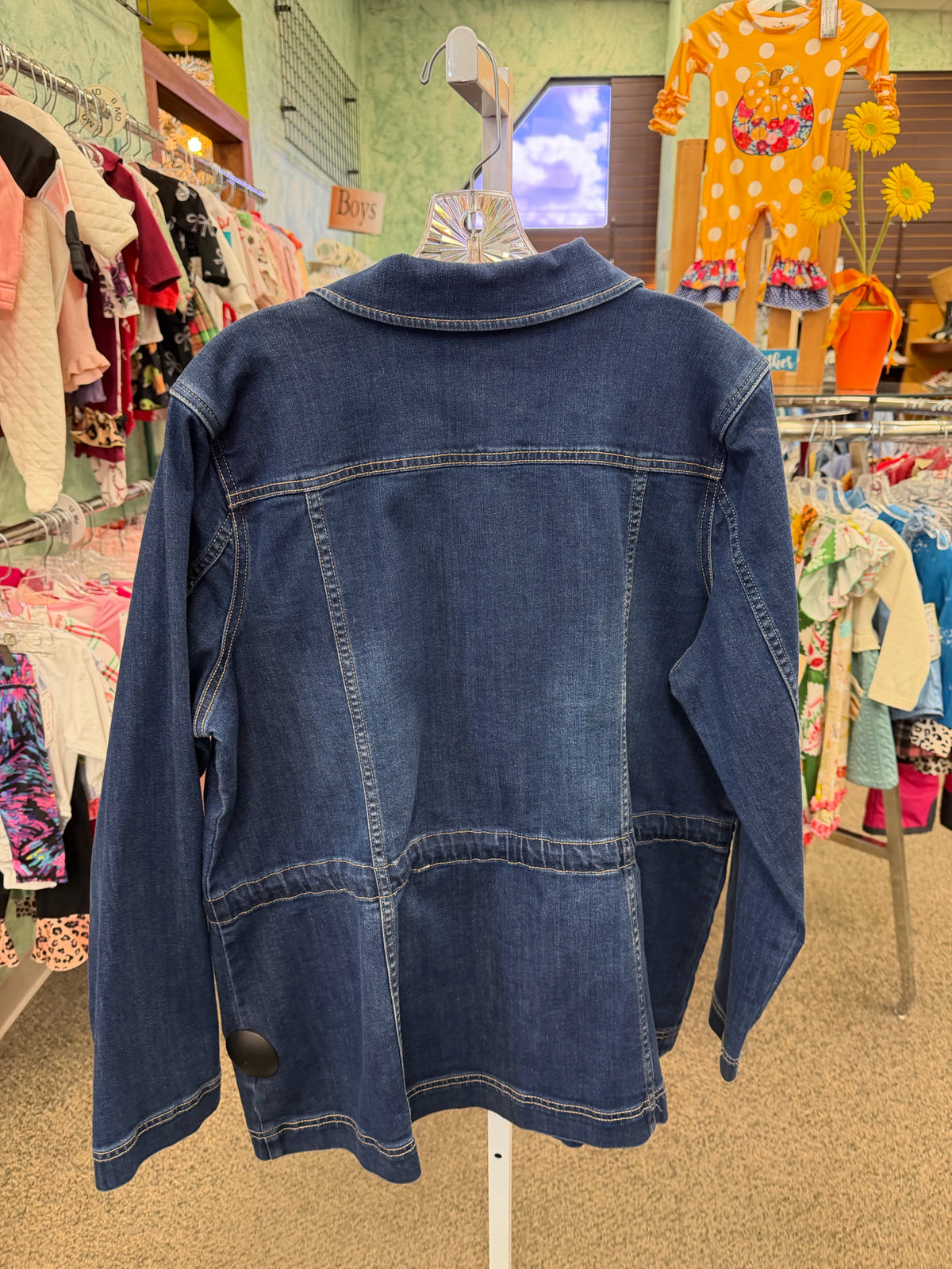 Pre-owned SUSAN GRAVER BLUE DENIM Size L Quarter Sleeve Denim Jacket