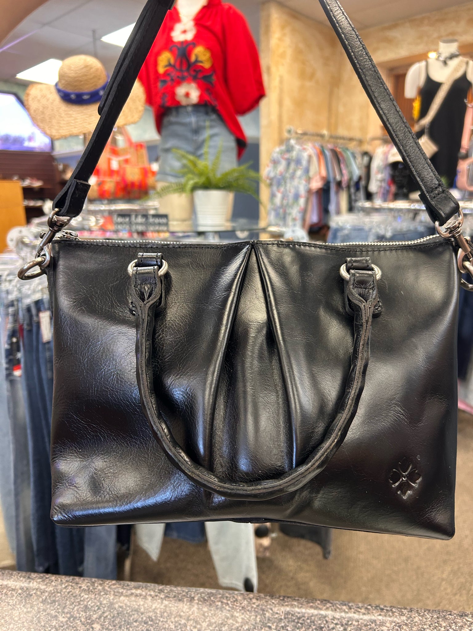 Pre-owned PATRICIA NASH Black Silver Trim Crossbody Designer Purse