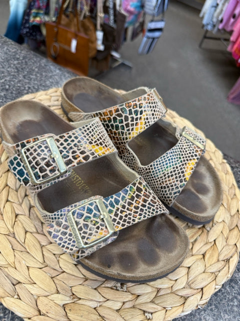 Pre-owned BIRKENSTOCK Brown animal Yellow Size 10 Designer Sandal