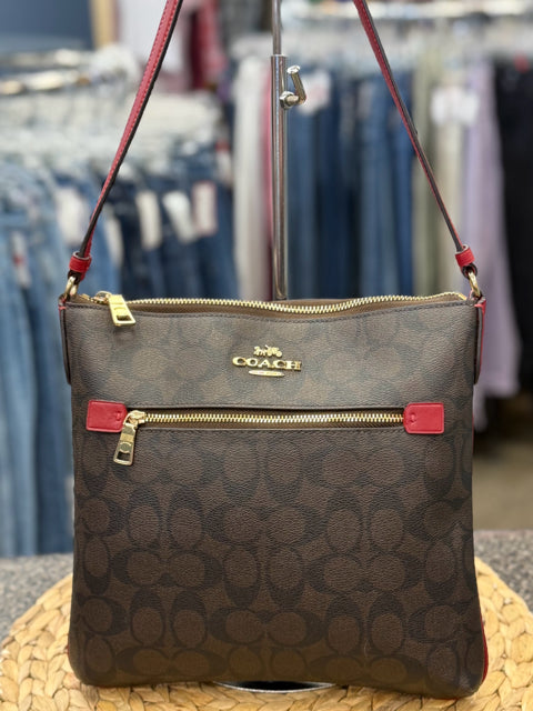 Pre-owned COACH Brown Signature Black Crossbody Designer Purse