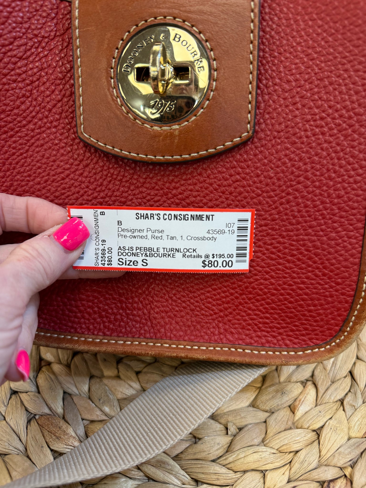 Pre-owned DOONEY&BOURKE Red Tan Crossbody Designer Purse