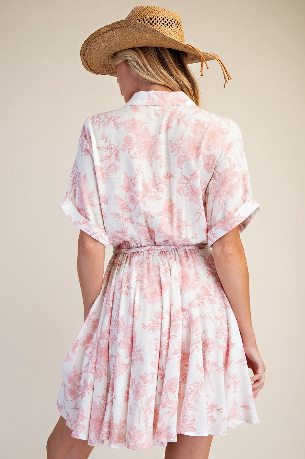 New EASEL Pink floral Size Small Short Sleeve Dress