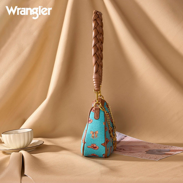 New WRANGLER Turquoise Brown Print S Shoulder Purse