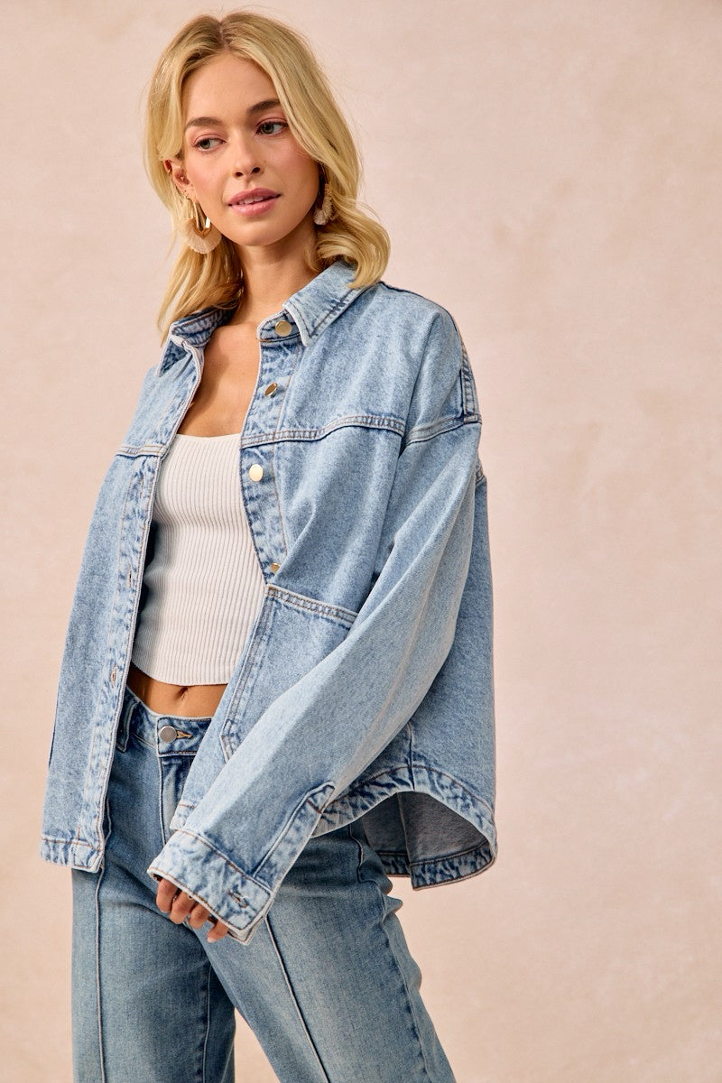 New BIBI Blue Jean Size S Long Sleeve Denim Jacket