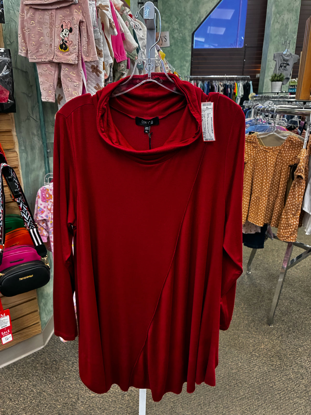 New with Tag COMFY Wine Size: XL Long Sleeve Blouse