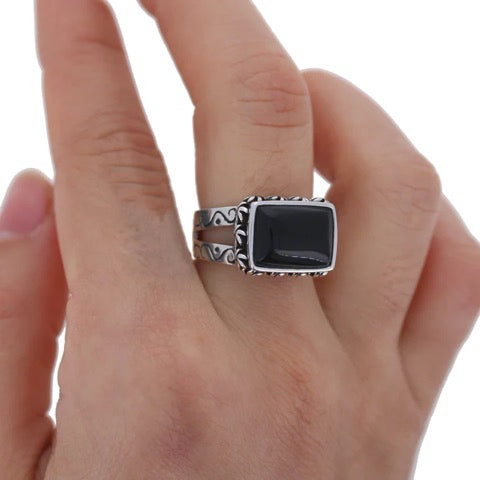 New Sterling Silver STERLING SILVER Black Ring Size 7 Ring