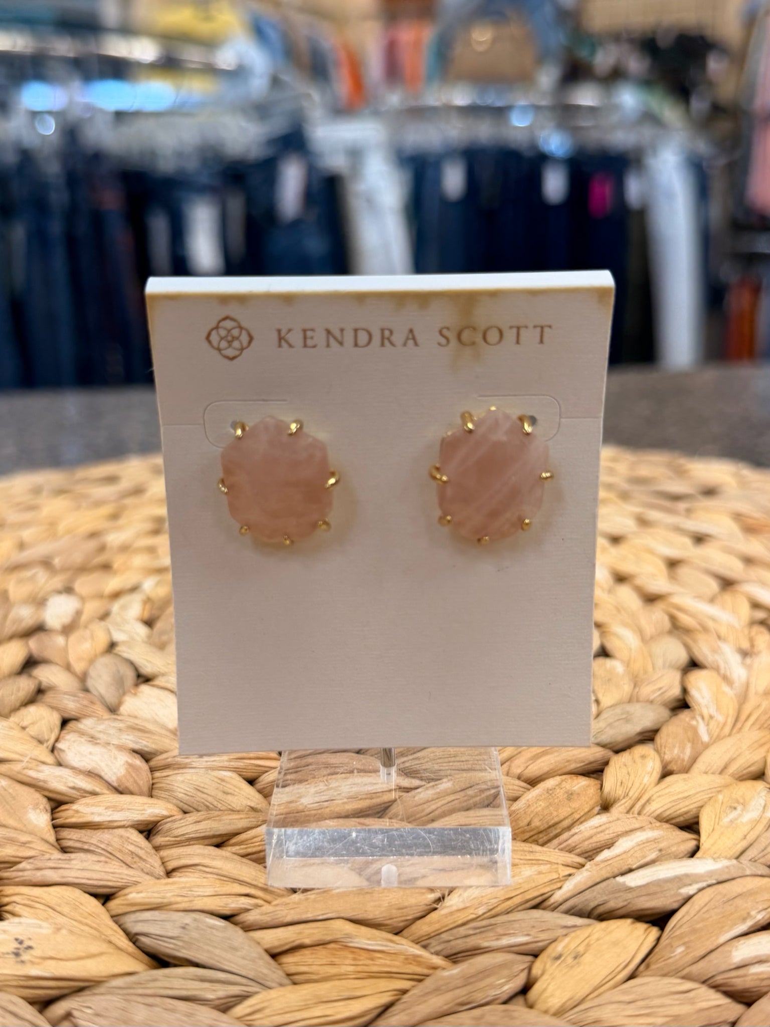 New with Tag KENDRA SCOTT Pink Gold Trim Designer Earring