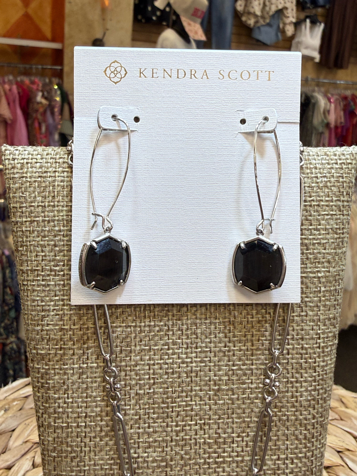 Pre-owned KENDRA SCOTT Silver Black Designer Necklace Set