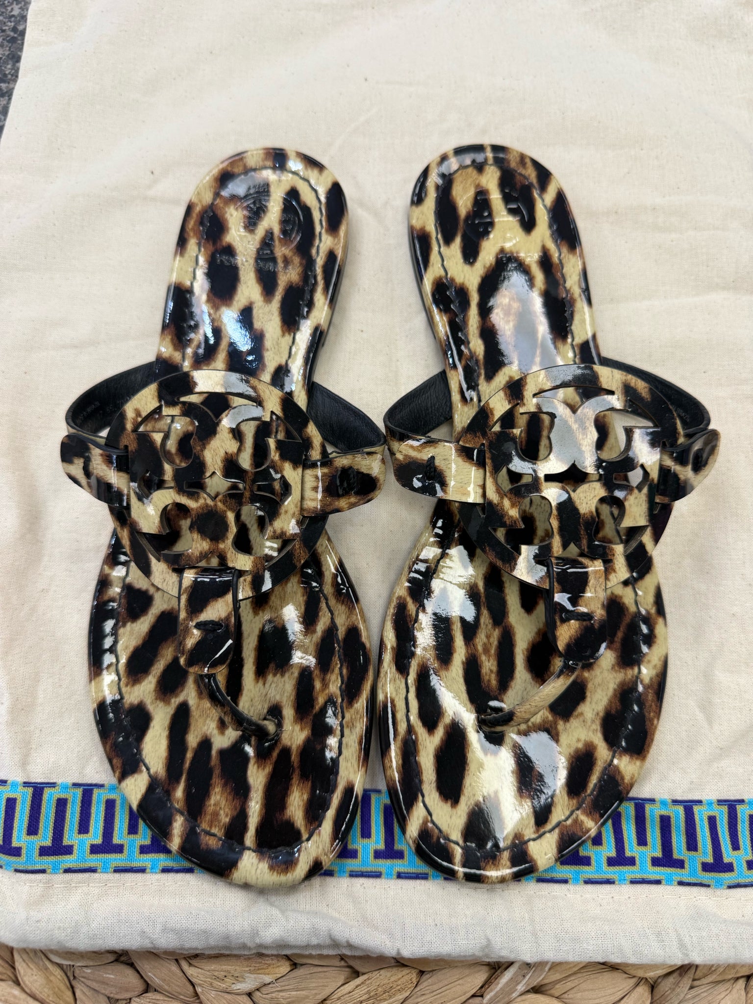 Pre-owned TORY BURCH Leopard Size 7 Designer Sandal
