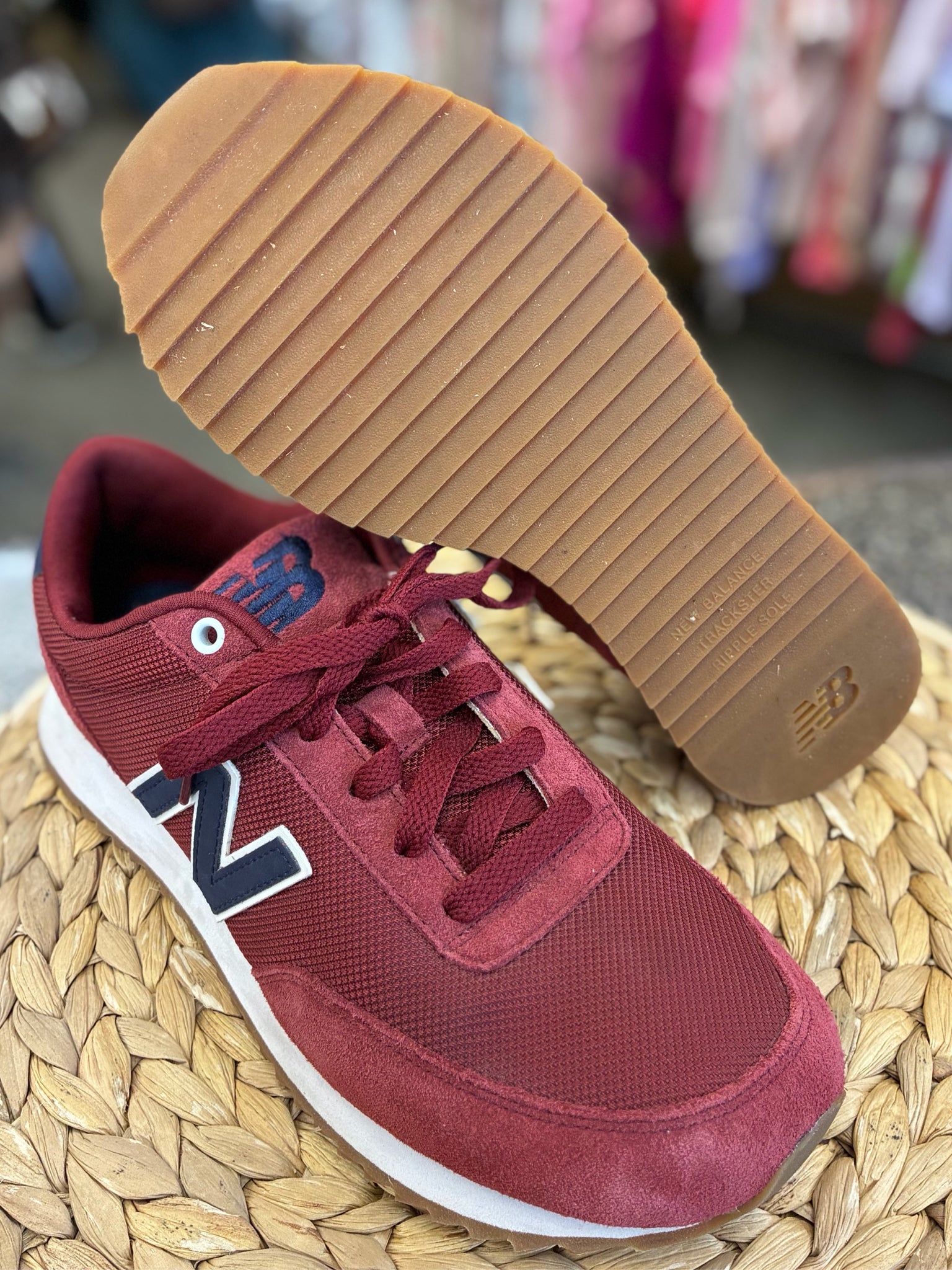 Pre-owned NEW BALANCE Maroon Navy Trim SHOE SIZE 8 MENS Designer Sneaker