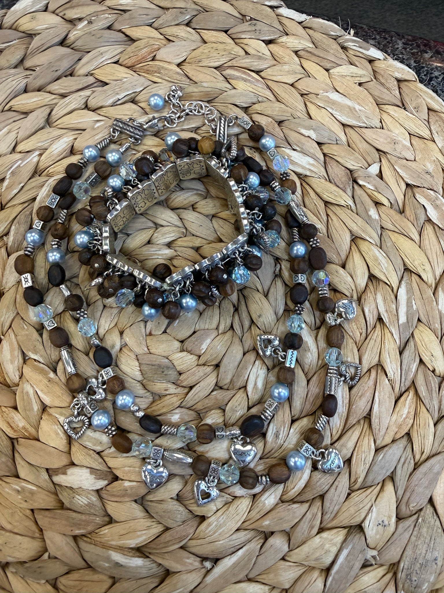 Pre-owned BRIGHTON Blue Brown Designer Necklace Set