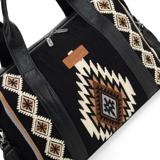 New WRANGLER Black Print Cream XL Duffel Purse