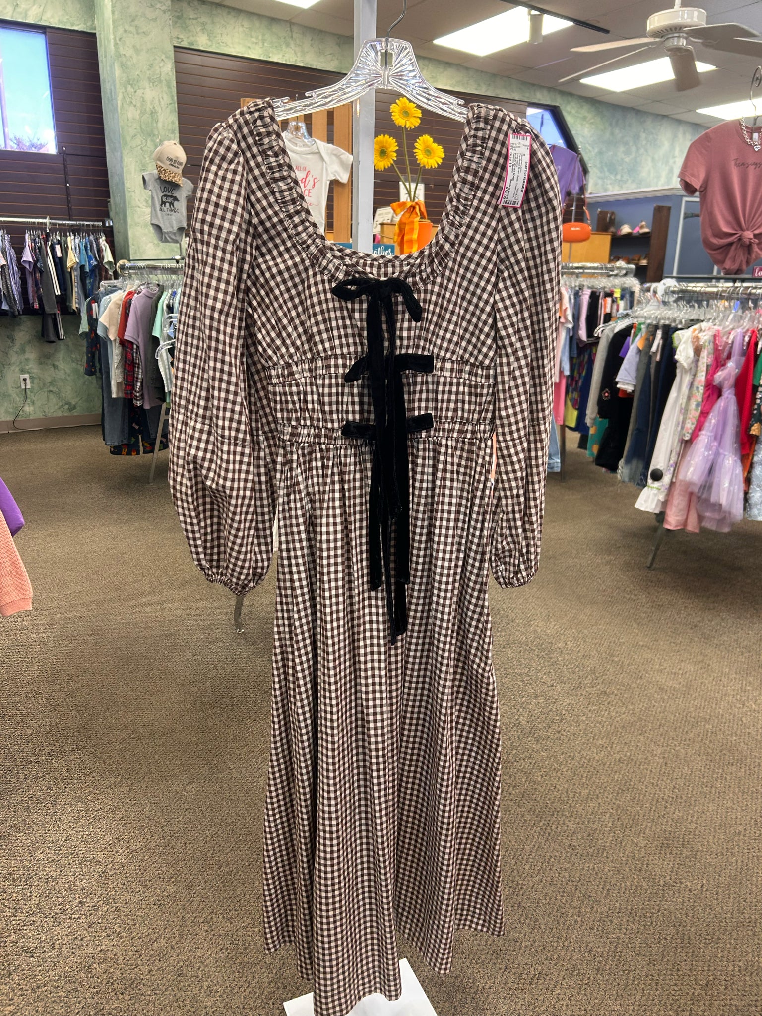 Pre-owned Damson Madder Brown check Cream check Size 10 Designer Dress