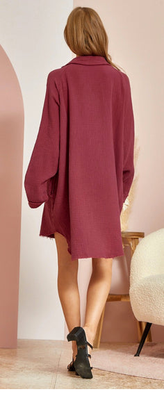 New ANDREE Wine Size Small Long Sleeve Dress
