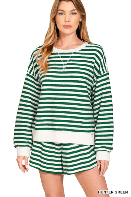 New Zenana Green stripe Dr Size S ShortSet